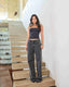Calça Reta Over - Jeans Preto Marmorizado