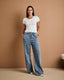 Calça Wide Leg Ali - Jeans marmorizado