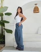 Calça Reta Arraial - Jeans Marmorizado