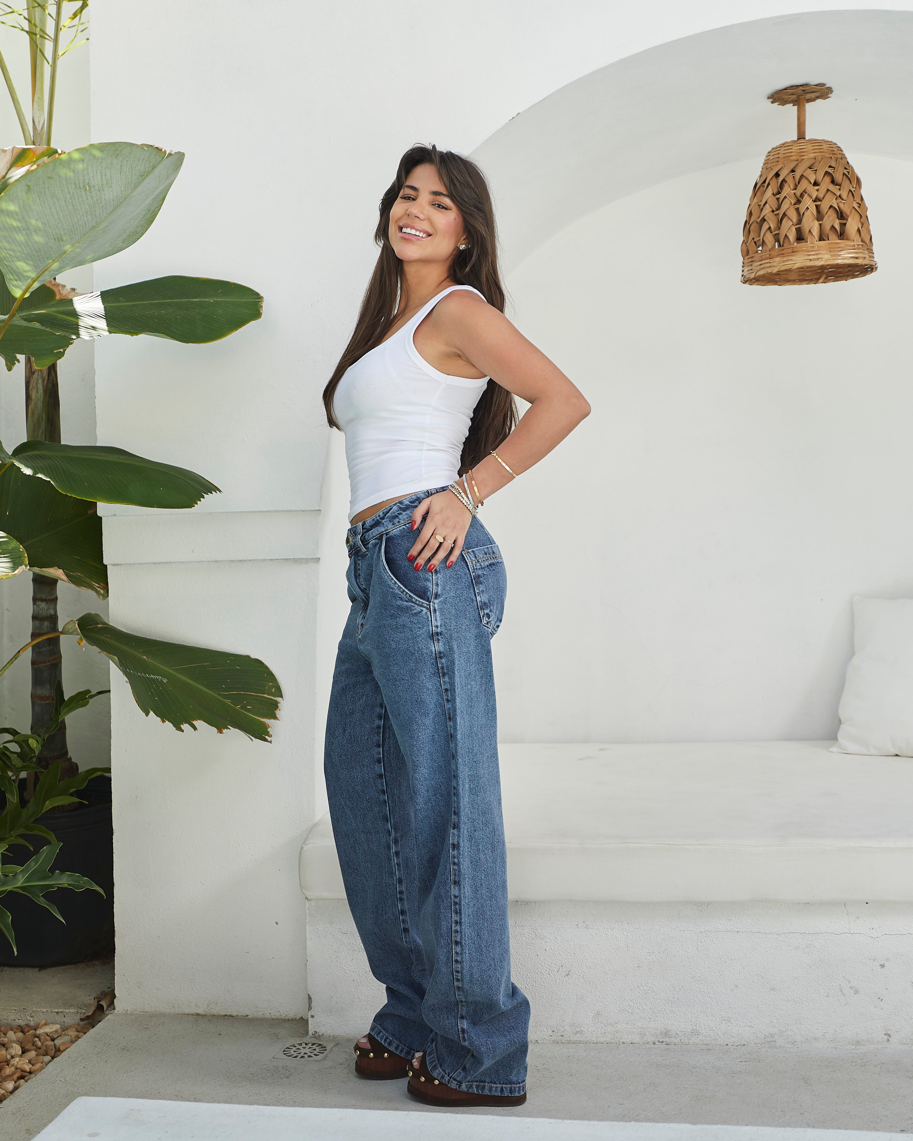 Calça Reta Arraial - Jeans Marmorizado