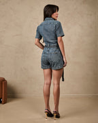 Macaquinho Milano - Jeans Marmorizado