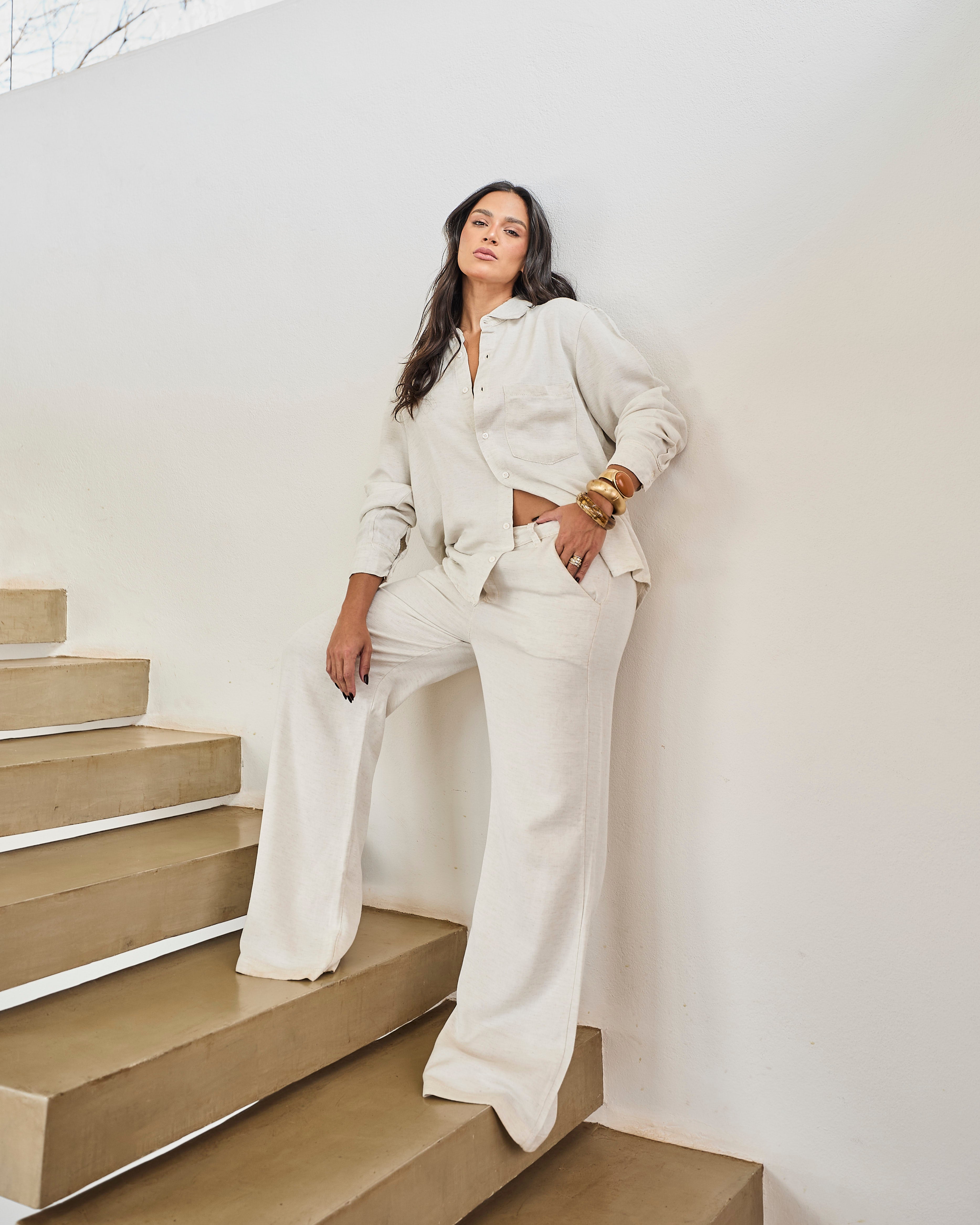 Calça Pantalona Linho