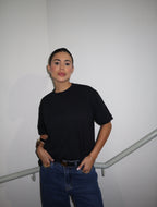T-Shirt Oversized Feminina Algodão Egípcio - Preta