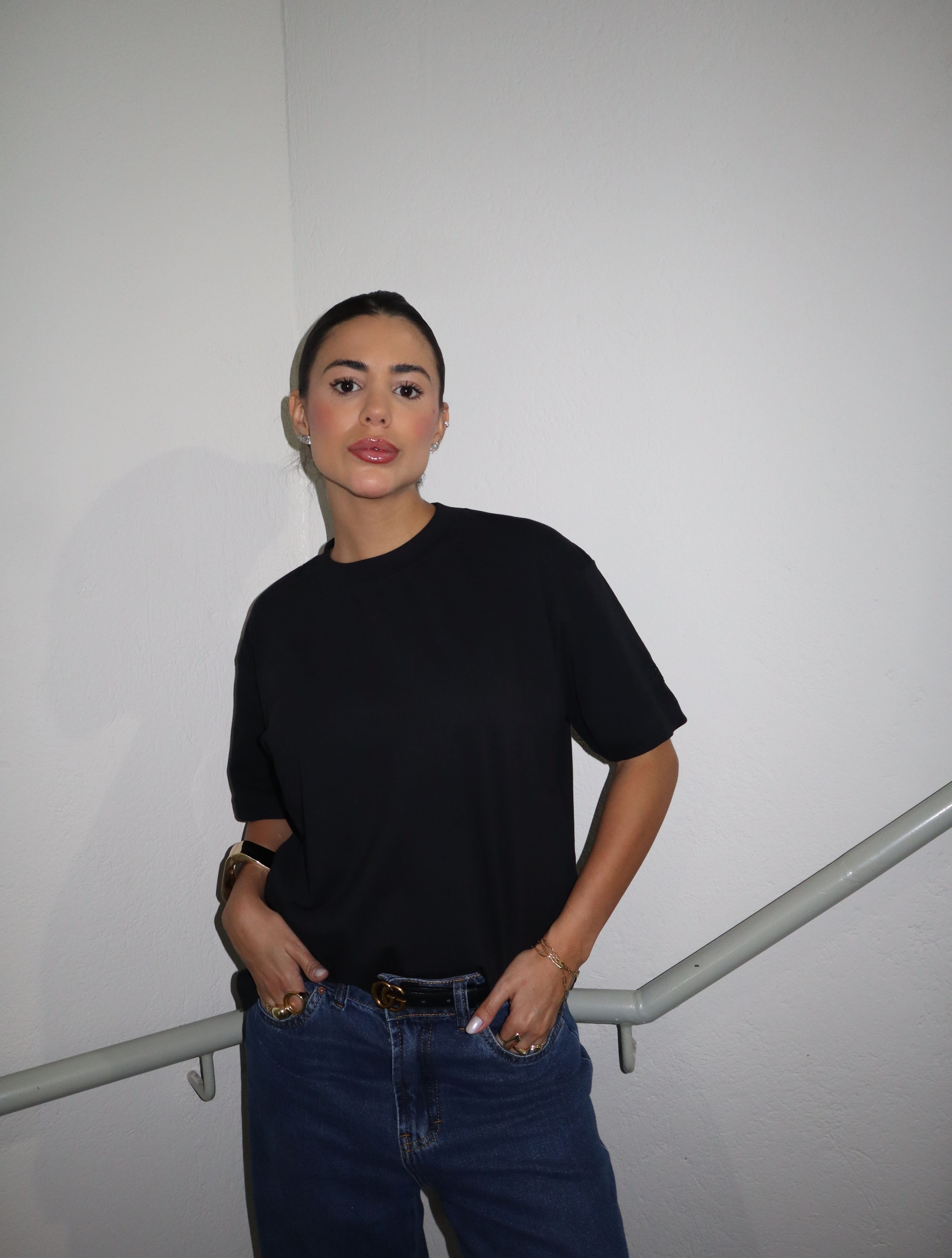 T-Shirt Oversized Feminina Algodão Egípcio - Preta