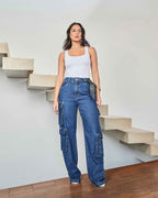 Calça Cargo Street - Jeans Escuro