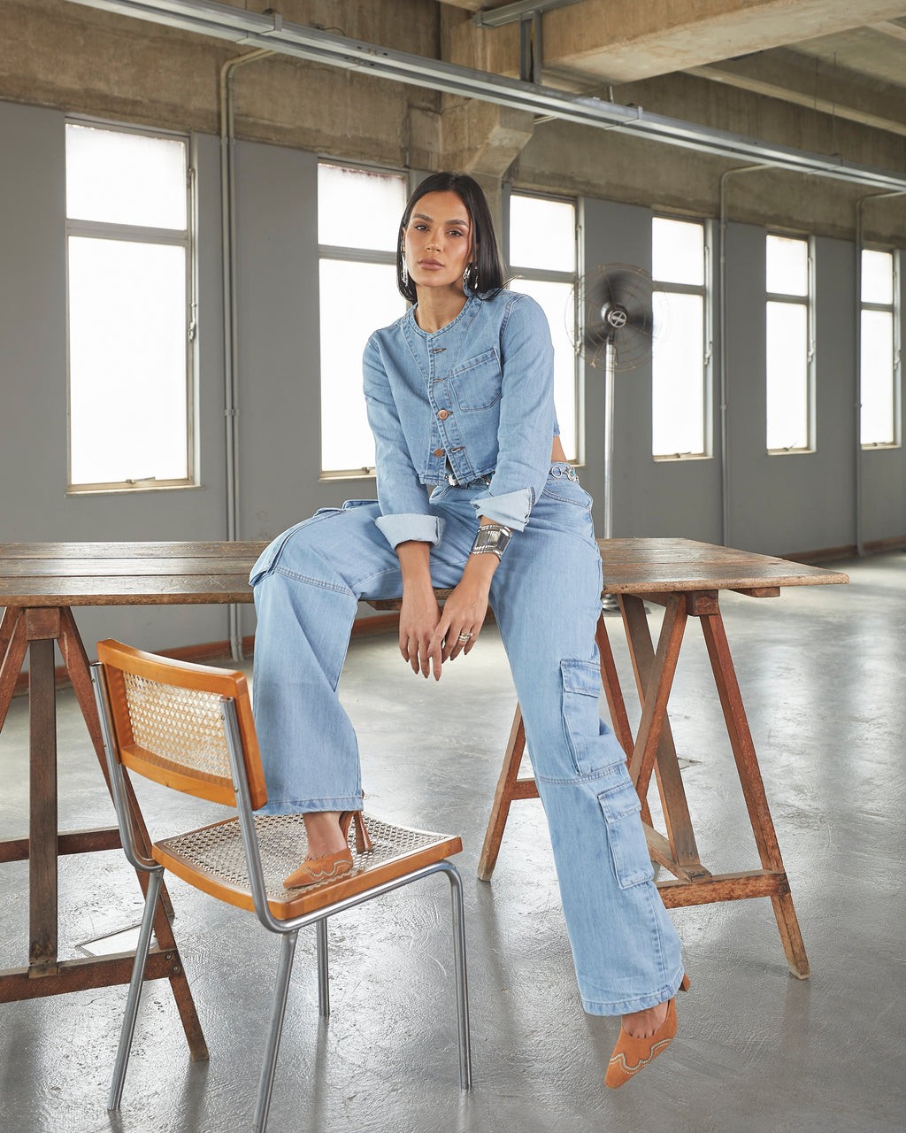 Calça Cargo Mendonza - Jeans Claro