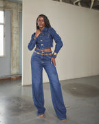 Calça Wide Leg Catena - Jeans Escuro