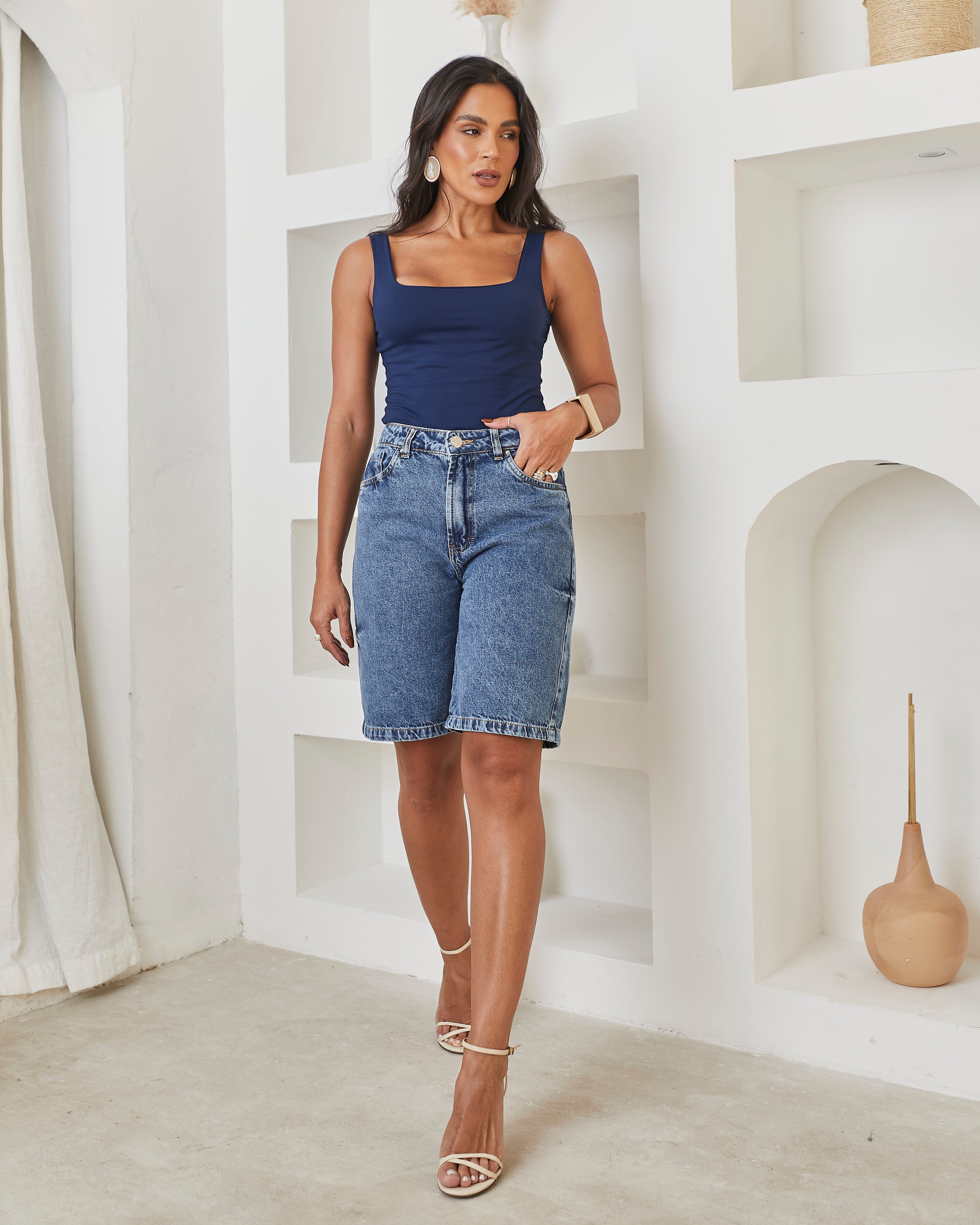 Bermuda Jorts - Jeans Marmorizado Imagem principal do produto