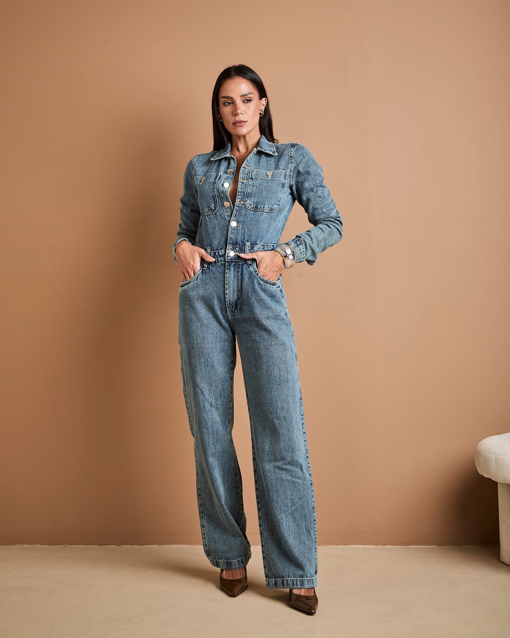 Macacão Verona - Jeans Marmorizado