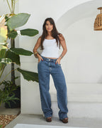 Calça Reta Arraial - Jeans Marmorizado