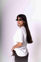 T-Shirt Oversized Feminina Algodão Egípcio - Branca