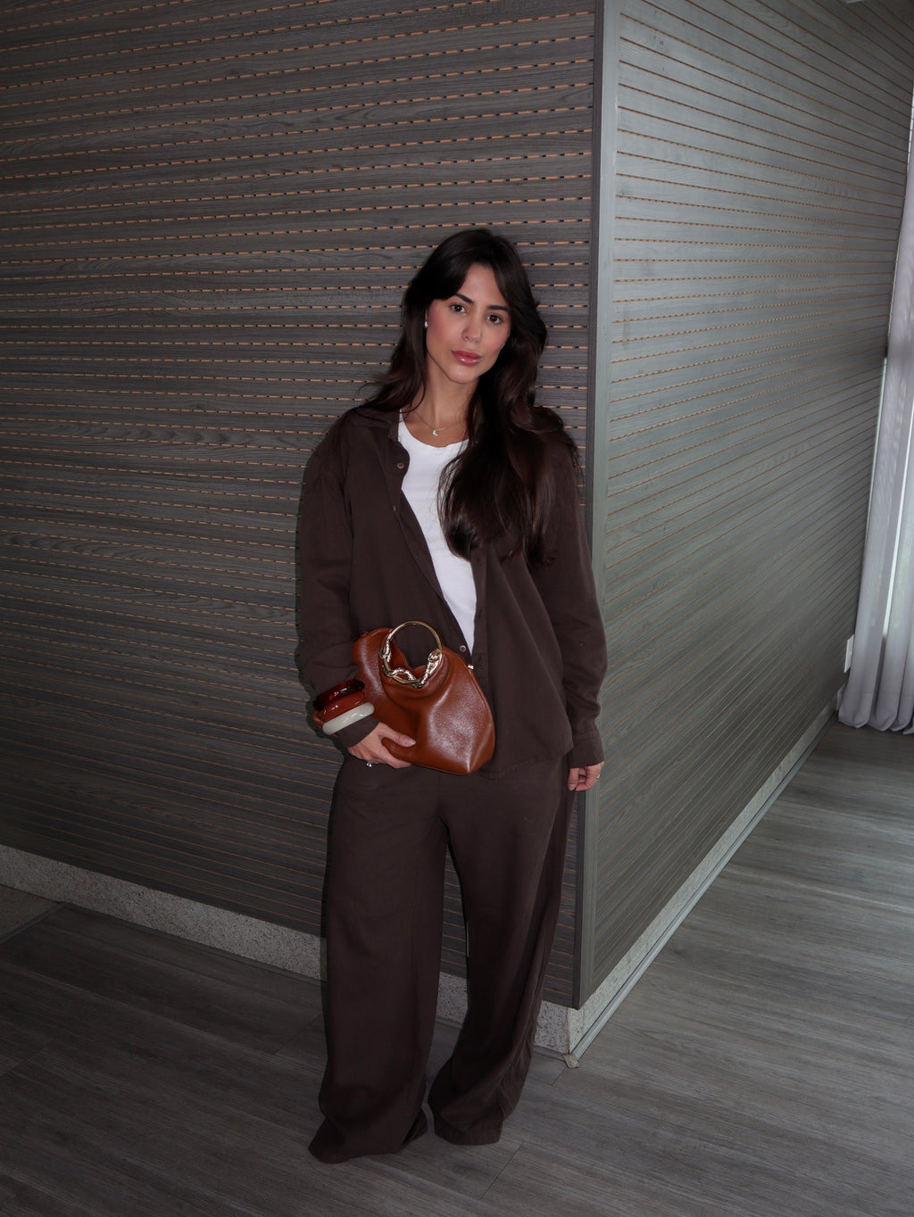 Camisa Viscolinho Santorini Marrom Café