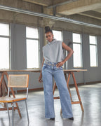 Calça Wide Leg Tokyo - Jeans Marmorizado