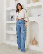 Calça Cargo Luar - Jeans Claro