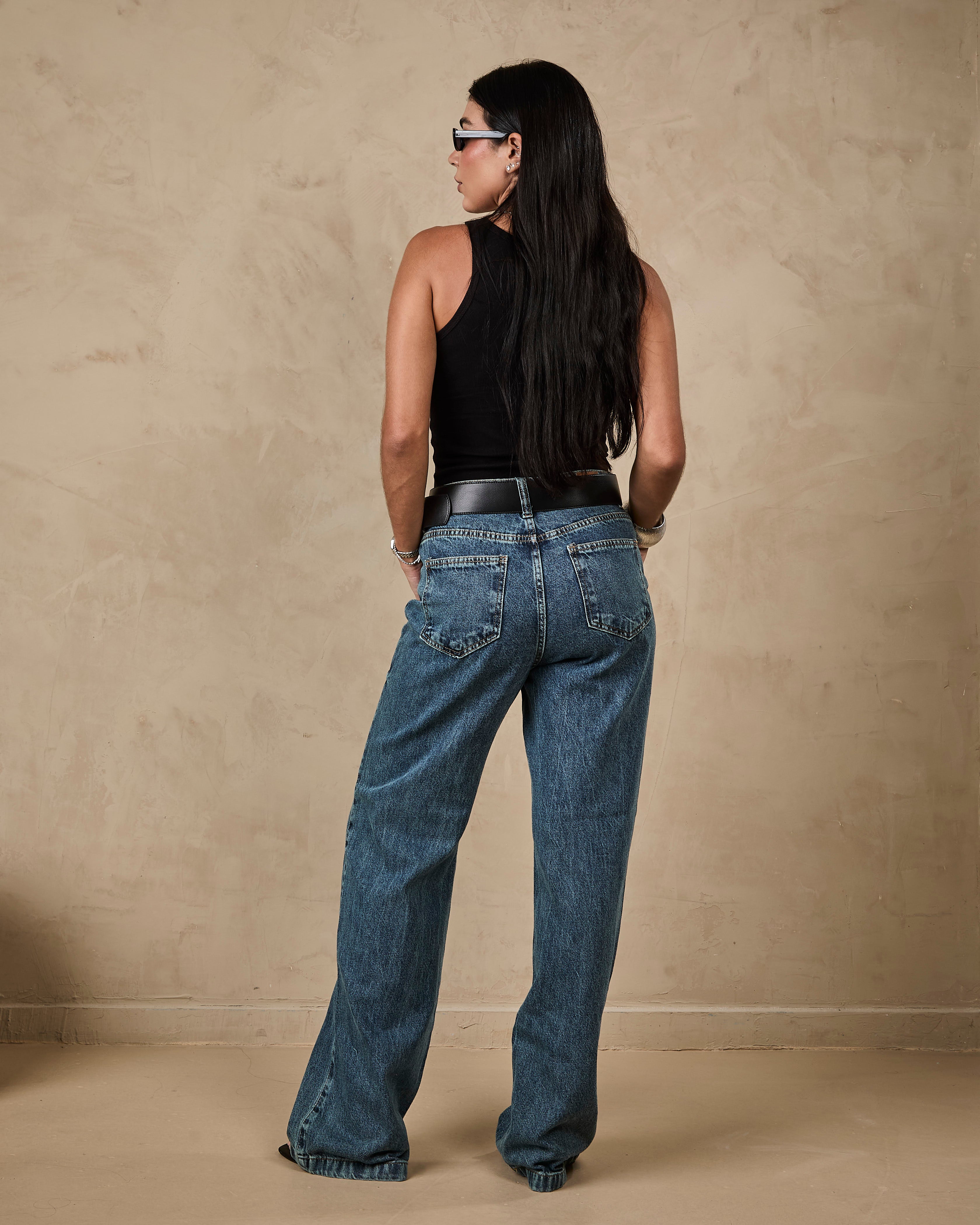 Calça Wide Leg Madrid - Jeans marmorizado Imagem secundária do produto