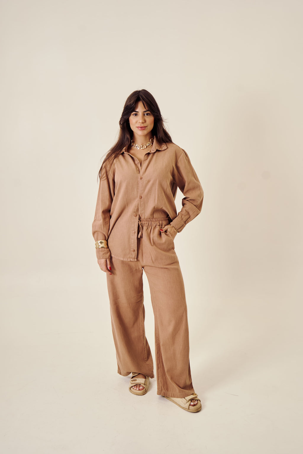 Calça Viscolinho Marrom Mocha