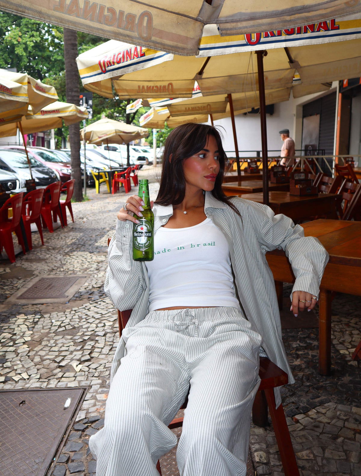 Camisa Oversized Listrada - Verde