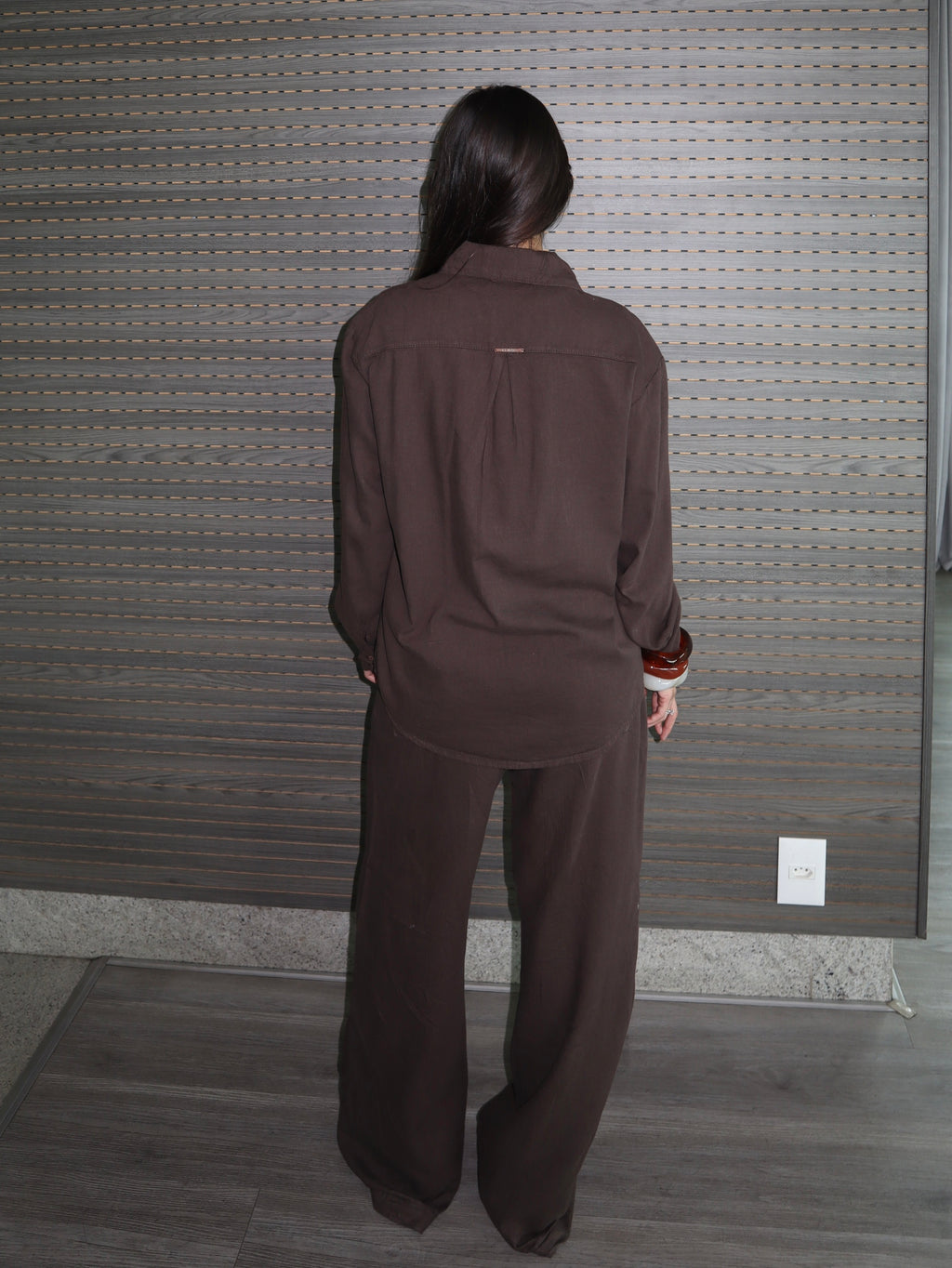 Camisa Viscolinho Santorini Marrom Café