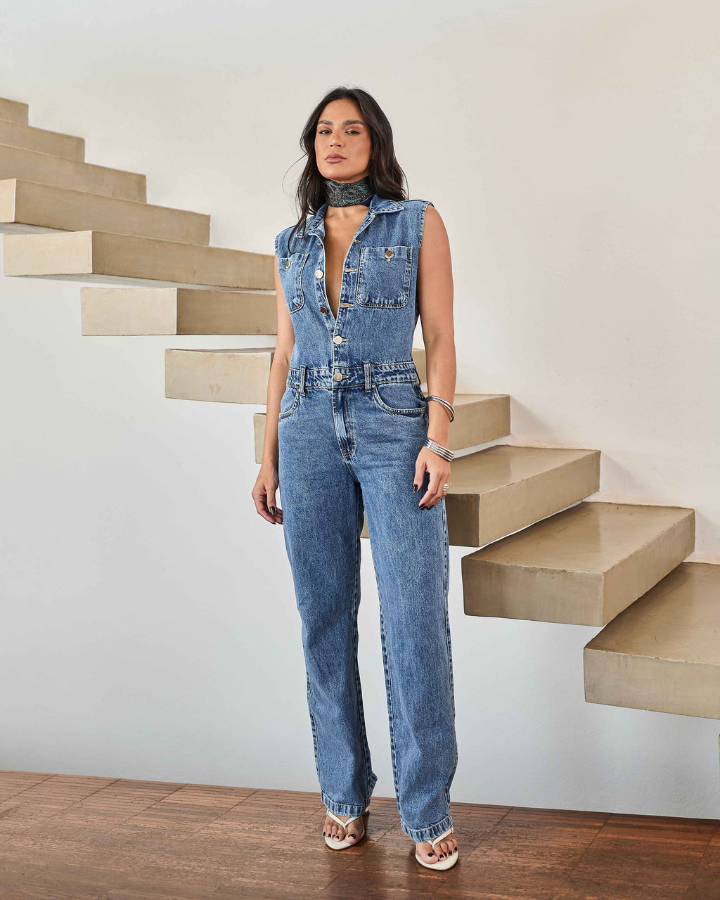 Macacão Miami - Jeans Marmorizado