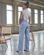 Calça Wide Leg Tokyo - Jeans Marmorizado