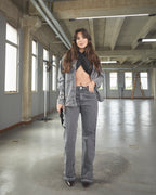 Calça Reta Boston - Jeans Marmorizado Black