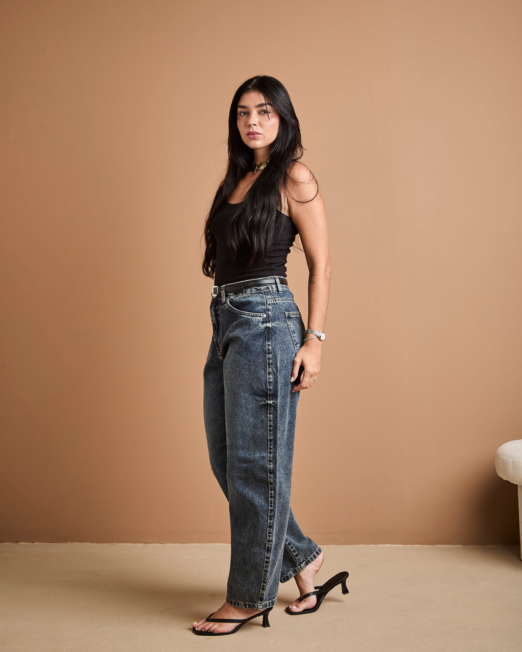 Calça Barrel Kyoto - Jeans Marmorizado
