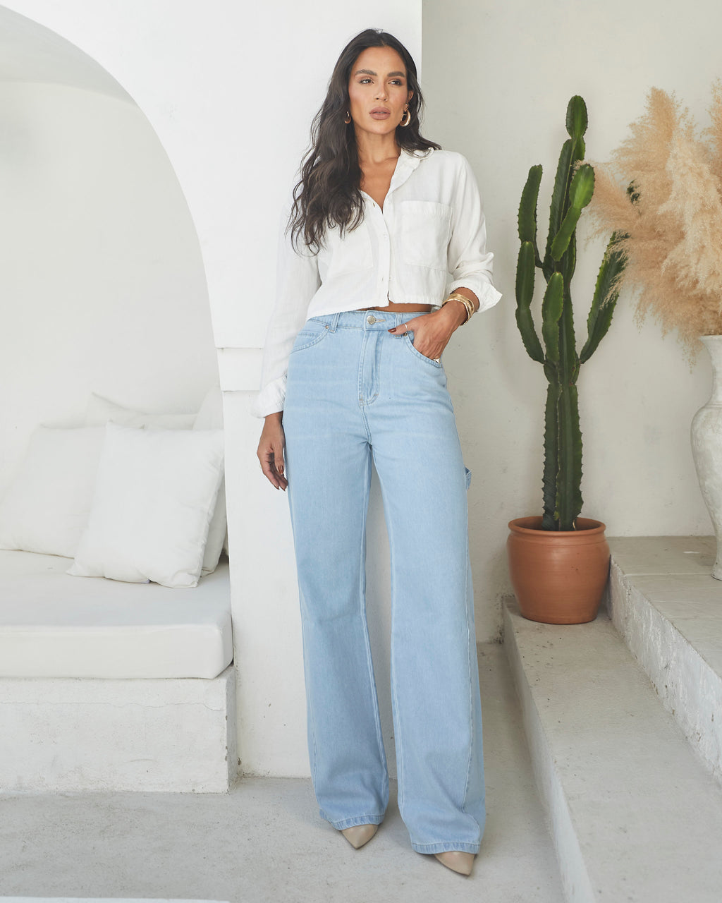 Calça Wide Leg Trancoso - Jeans Claro