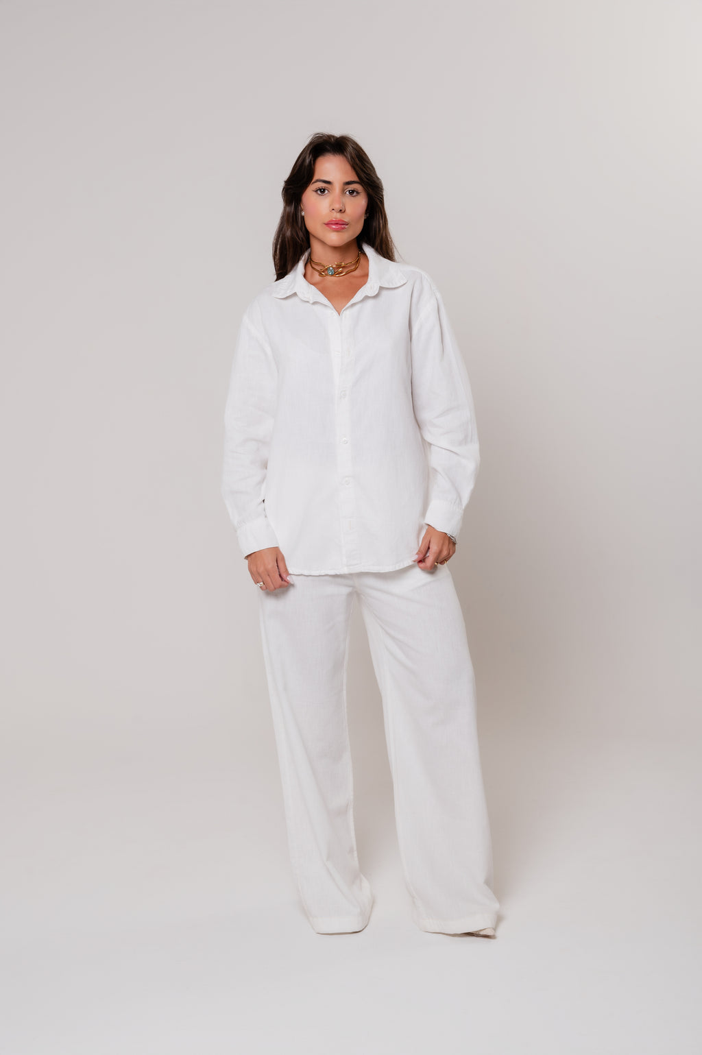 Camisa Viscolinho Oversized Branca