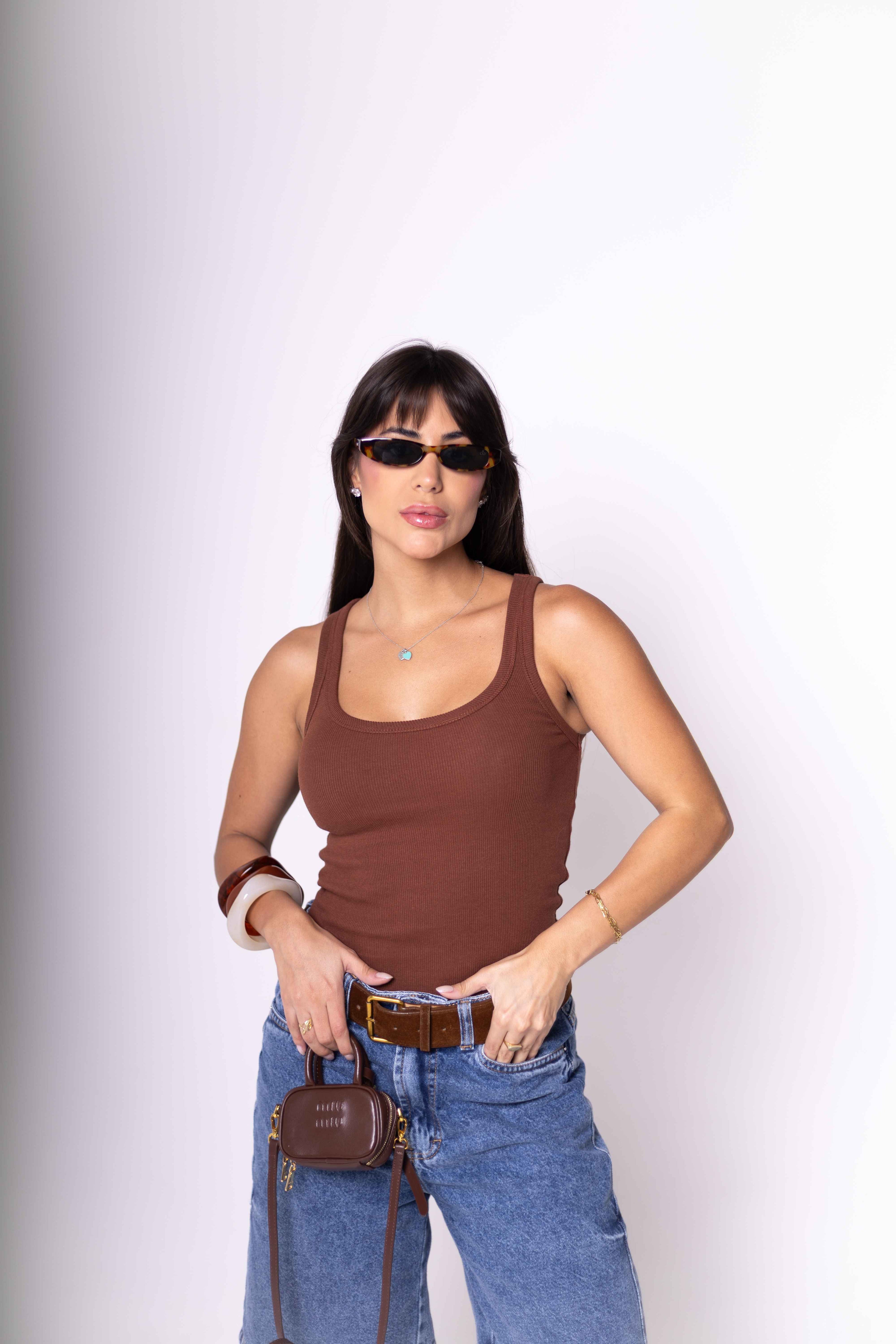 Regata Feminina Algodão Egípcio - Marrom