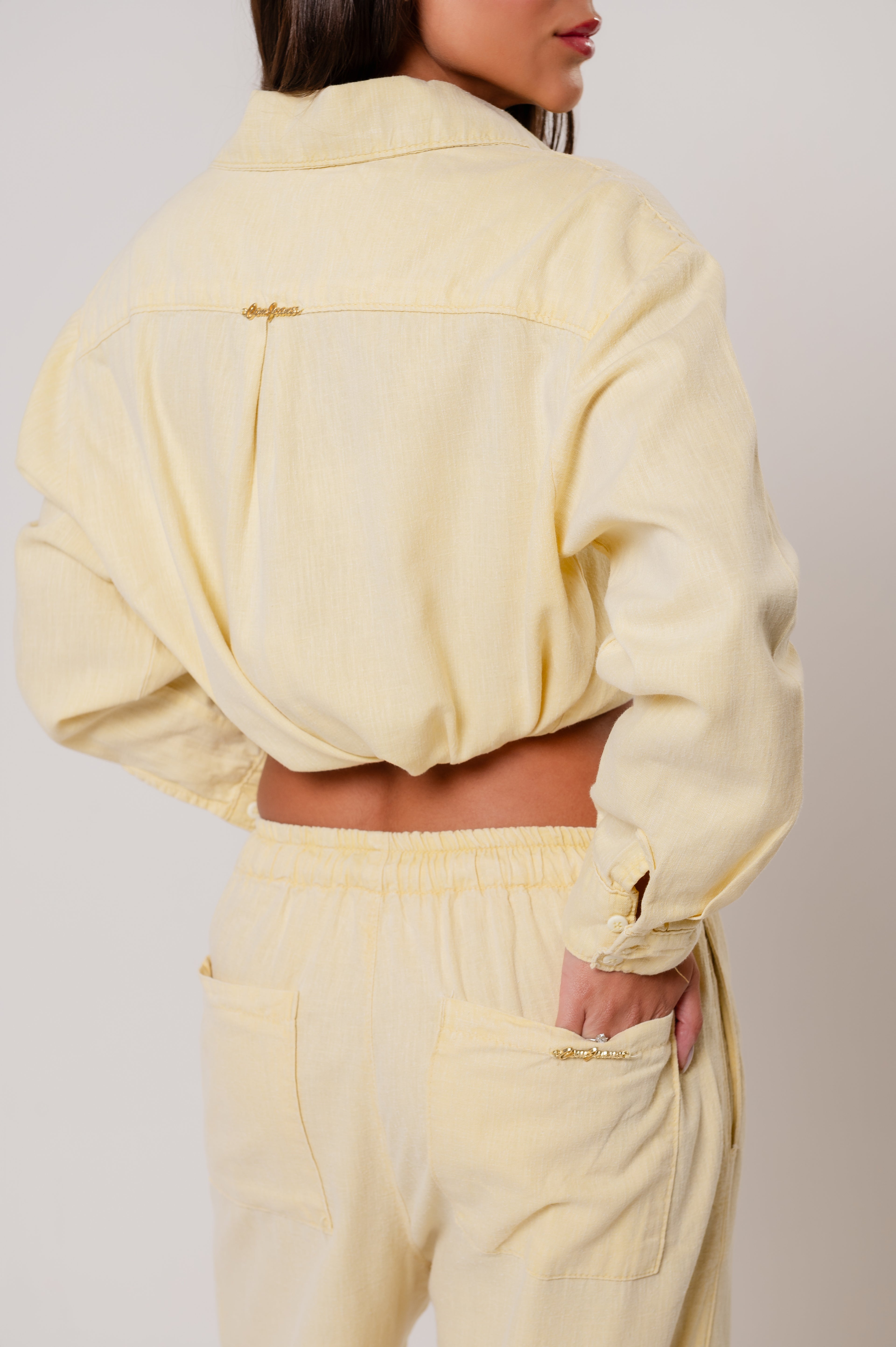 Camisa Viscolinho Oversized Amarela