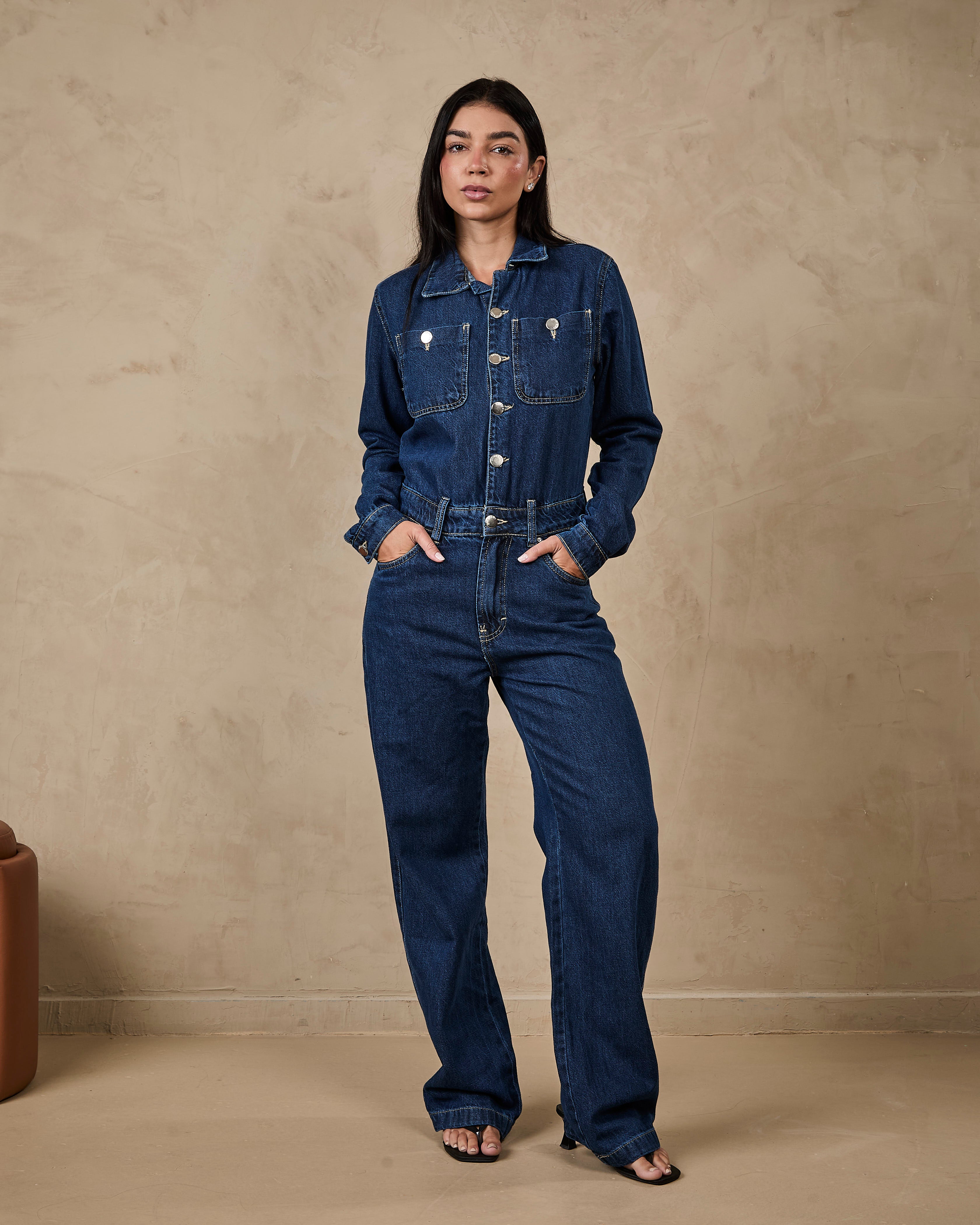 Macacão Verona - Jeans Escuro Imagem principal do produto