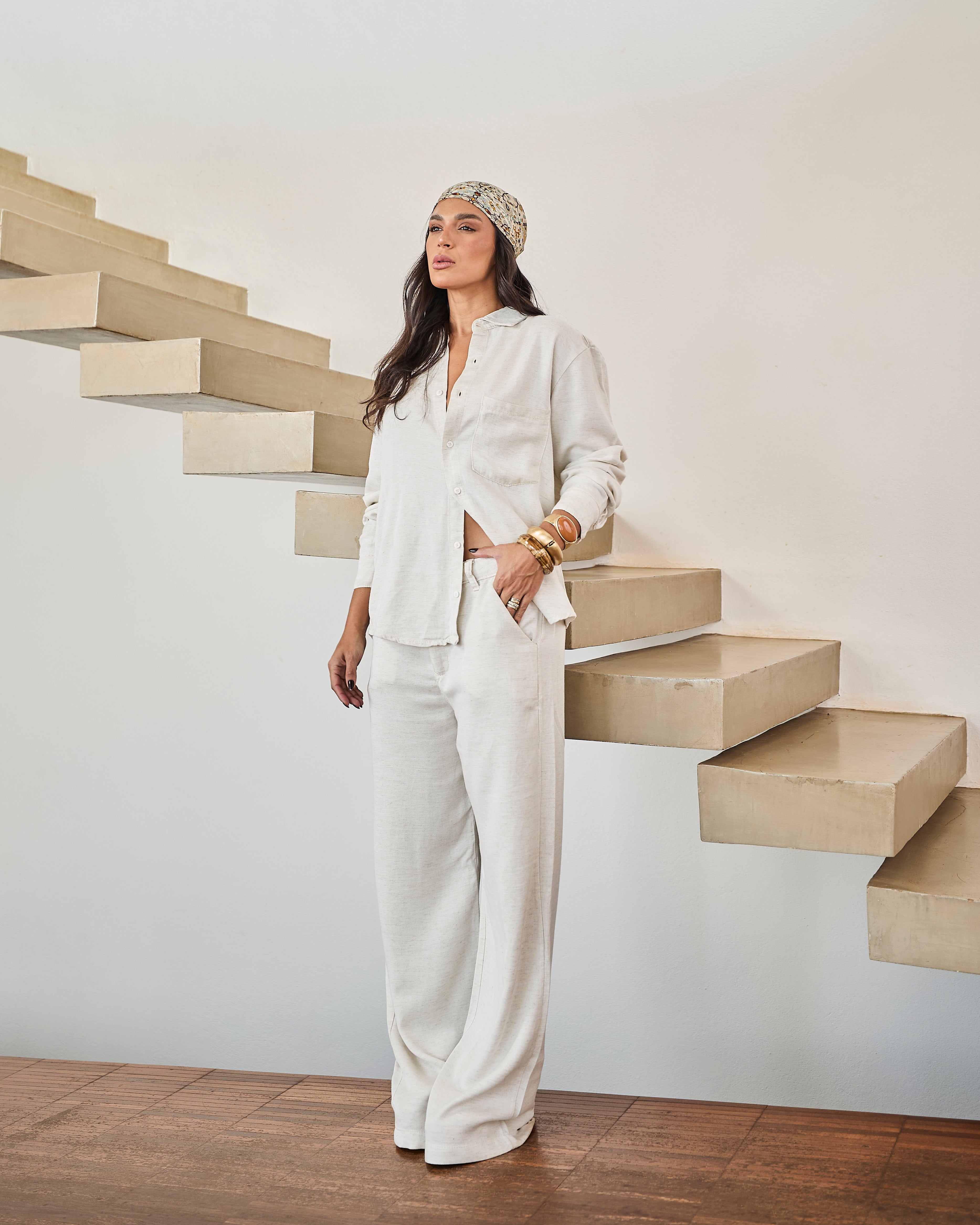 Calça Pantalona Linho