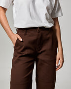Calça Reta com Textura - Marrom