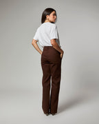 Calça Reta com Textura - Marrom