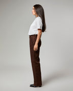 Calça Reta com Textura - Marrom