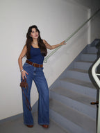 Calça Wide Leg Catena - Jeans Escuro