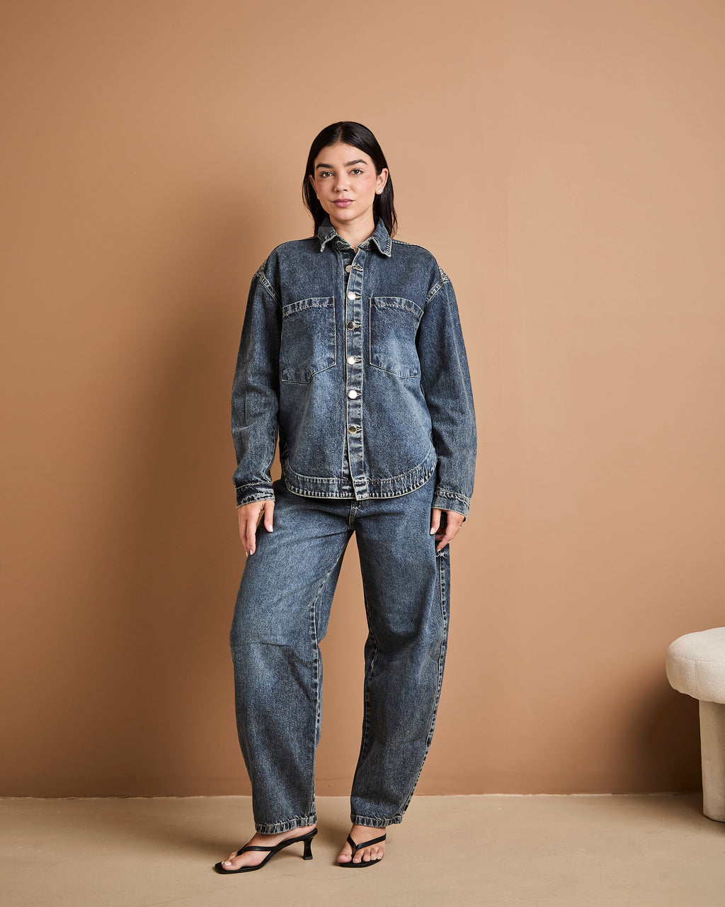 Calça Barrel Kyoto - Jeans Marmorizado