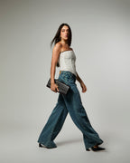 Calça Pantalona - Jeans Marmorizado