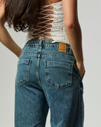 Calça Pantalona - Jeans Marmorizado