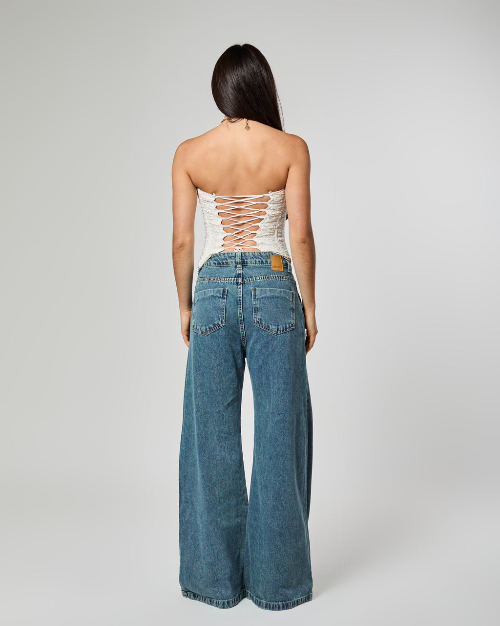 Calça Pantalona - Jeans Marmorizado