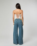 Calça Pantalona - Jeans Marmorizado