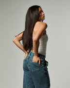 Calça Pantalona - Jeans Marmorizado