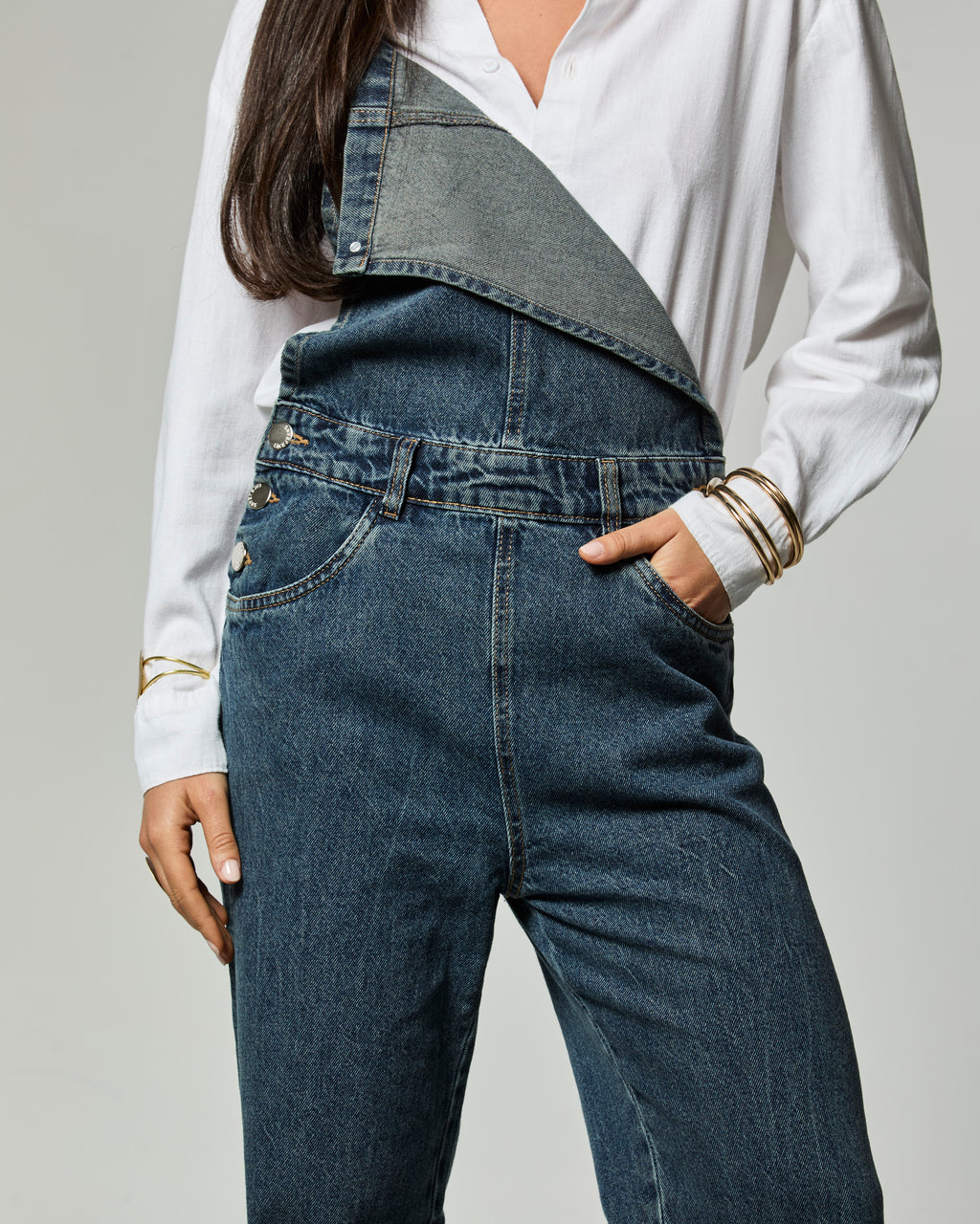 Jardineira - Jeans Marmorizado