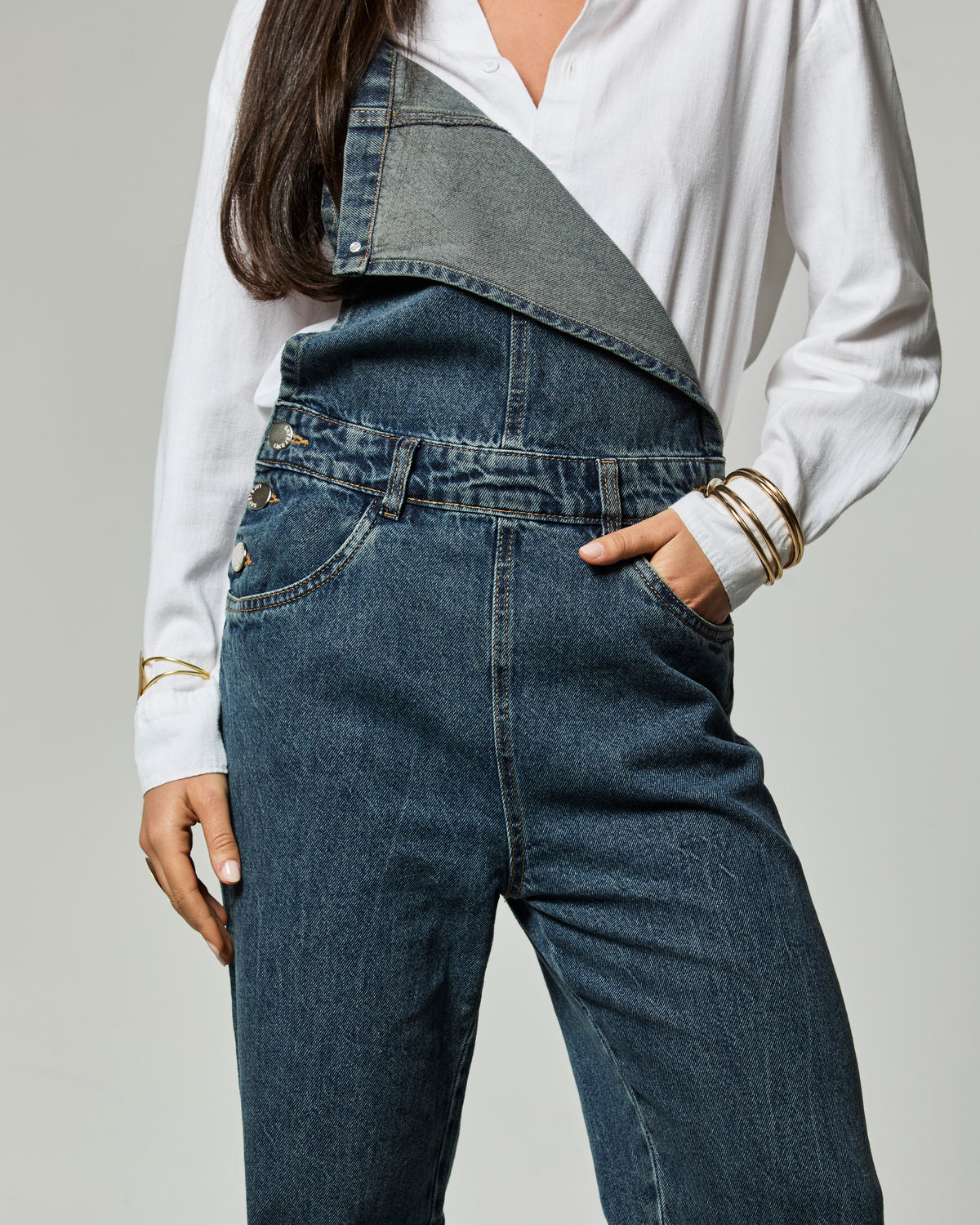 Jardineira - Jeans Marmorizado