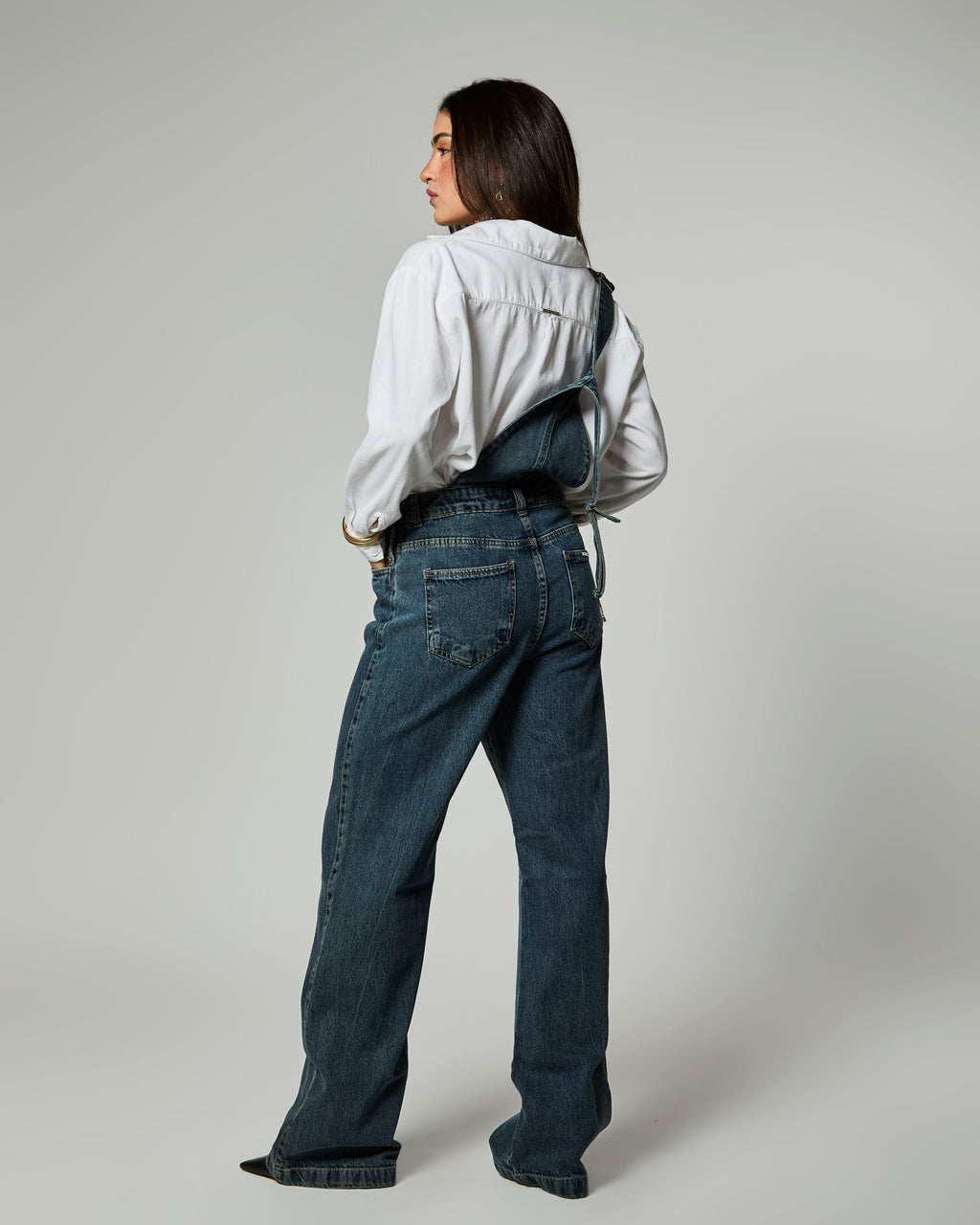 Jardineira - Jeans Marmorizado