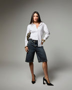 Bermuda Jorts Over - Jeans Marmorizado