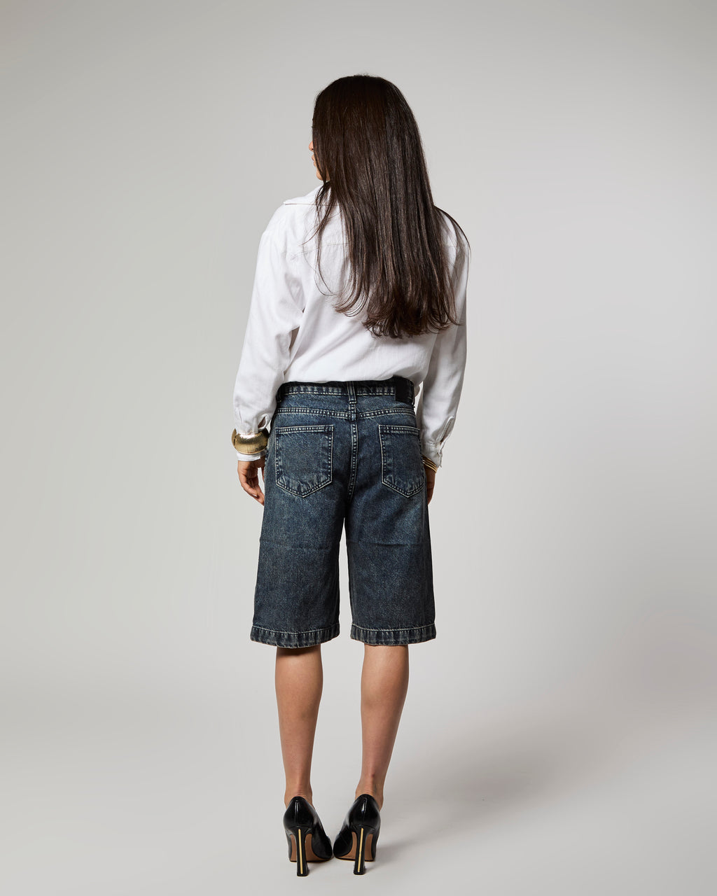 Bermuda Jorts Over - Jeans Marmorizado