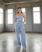 Macacão Chicago - Jeans Marmorizado