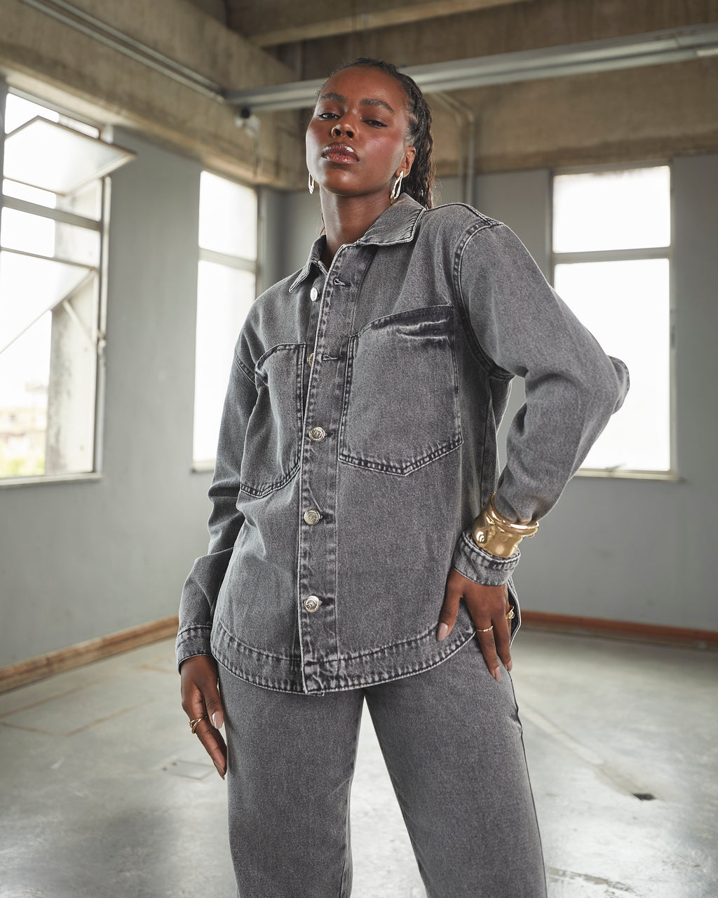 Jaqueta Oversized Boston - Jeans Marmorizado