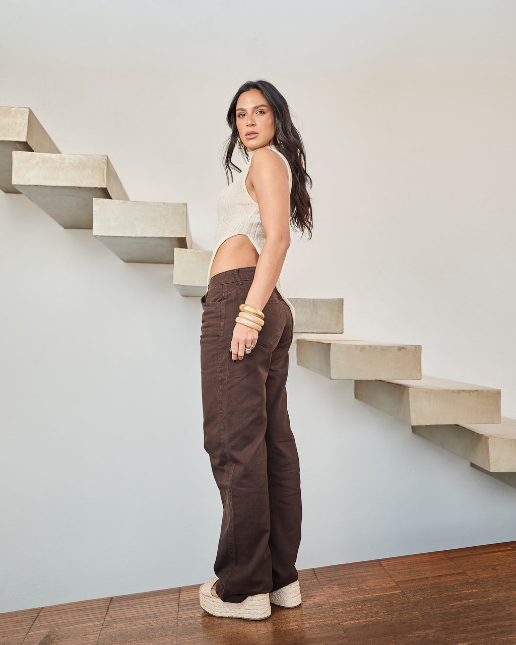 Calça Reta Zaya - Marrom Café